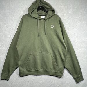 Gymshark Hoodie Mens Large Green Pullover Kangaroo Pocket Logo Sweatshirt